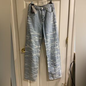The Kript Bleached Water Reflection High Rise Jeans NWT Small